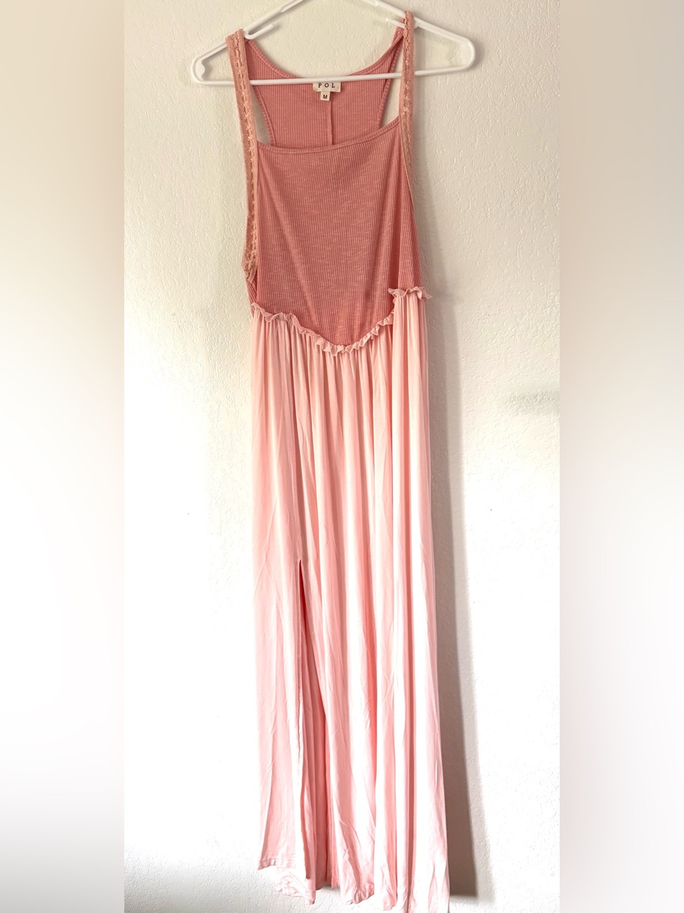 POL Pink Sleeveless  Maxi dress with Ruffled Waist size medium
